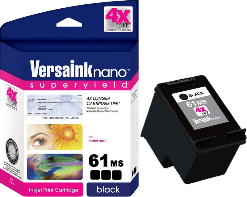VersaCheck VersaInk-Nano HP MICR 61MS Ink Cartridge for Check Printing - Replacement for 61 Black (CH561WN), MICR Black, 1 (VH61MS-3337) - Image 1